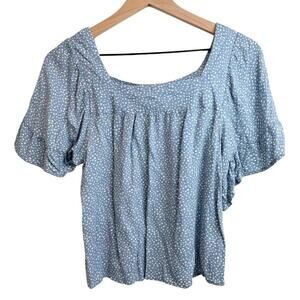 Urban Romantics Flowy Blouse Light Blue and White S